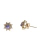 Tanzanite and Diamond Cluster Earrings in Yellow Gold